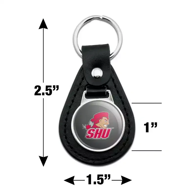 Sacred Heart University Secondary Logo Black Leather Keychain