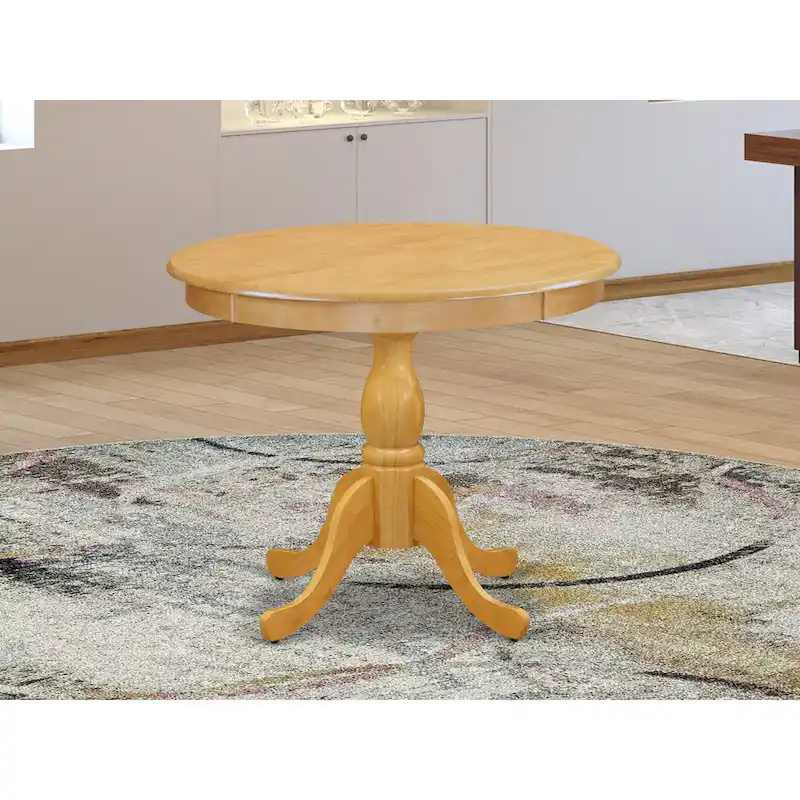 Round Wood Dining Table with Pedestal Base, 36x36 Inch (Multiple Finish Options)