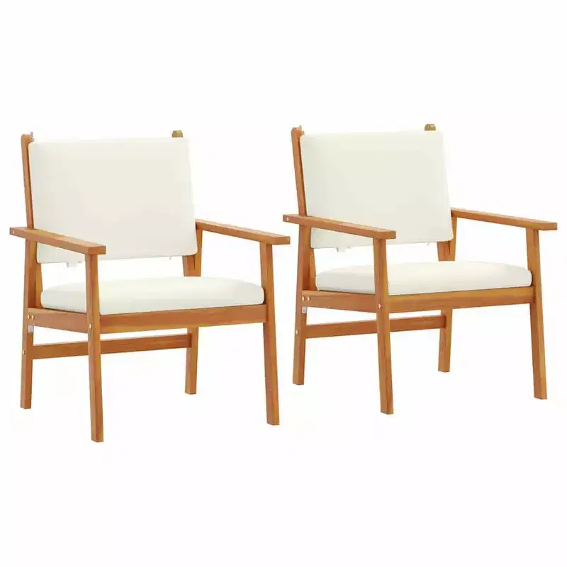 vidaXL Garden Chair with Cushion 2 pcs Brown Solid Acacia wood