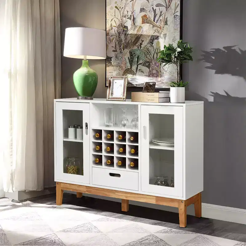 Wood Storage Cabinet w/ Rack & Drawer