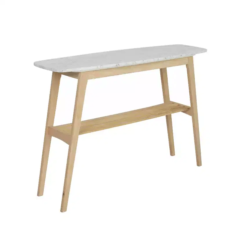 The Bianco Collection Castello 43 Rectangular Italian Carrara White Marble Console Table