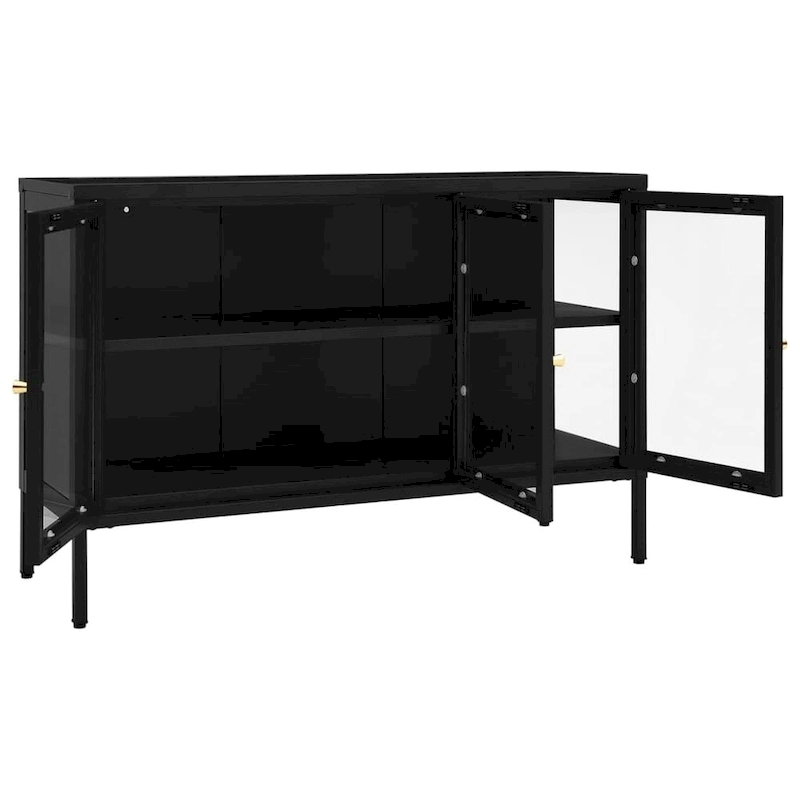 vidaXL Sideboard Black 41.3x13.8x27.6 Steel and Glass