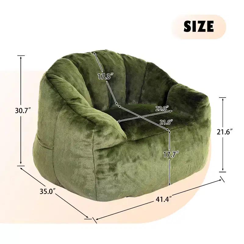 Bean Bag Sofa Chair with Armrests & High-Density Foam – Adults