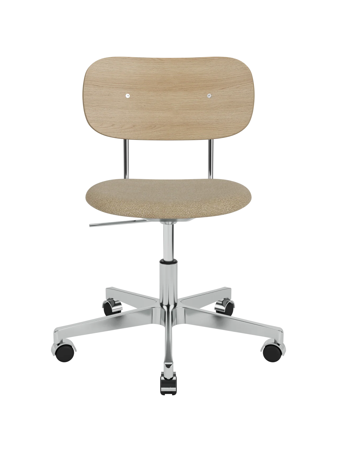 Task Chair, Upholstered Seat Polished Aluminium Swivel Base