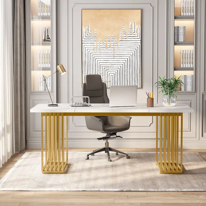 70.9 Modern Office Desk, Wood Computer Desk Large Executive Desk
