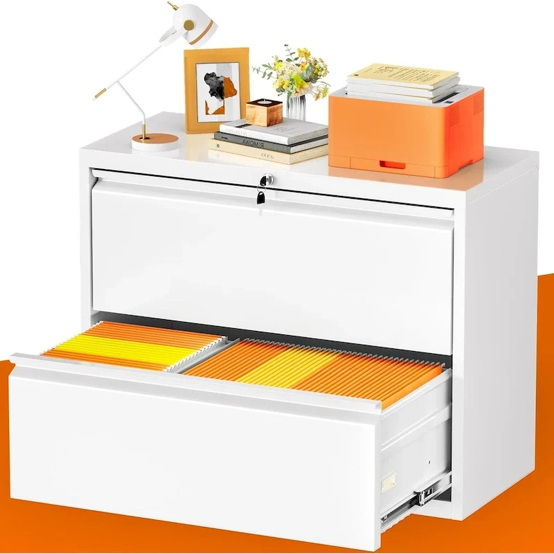 2 Drawer Metal Lateral Filing Cabinet with Lock
