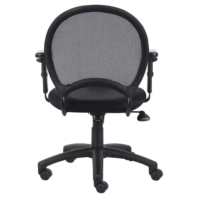 Mesh Chair with Adjustable Arms Black -: Ergonomic Swivel, Nylon Legs, 275lb Capacity