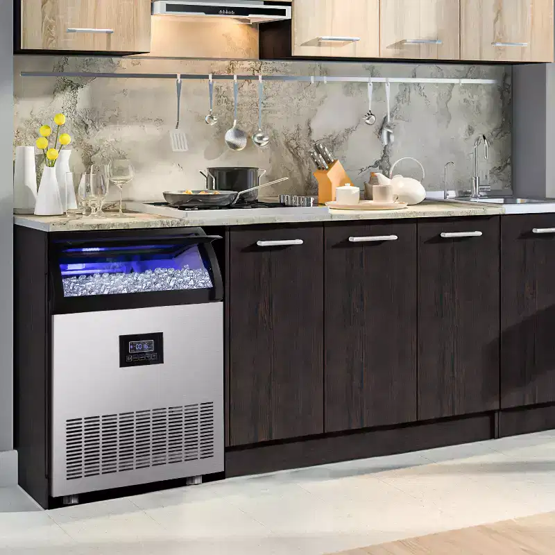 Denjol Commercial 90-Cube Ice Maker with LCD Display - 250 lbs/24H, Energy Efficient, Stainless Steel Construction