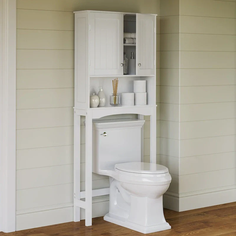Over-the-Toilet Bathroom Shelf — Wall-Mounted Medicine Cabinet with Adjustable Shelves