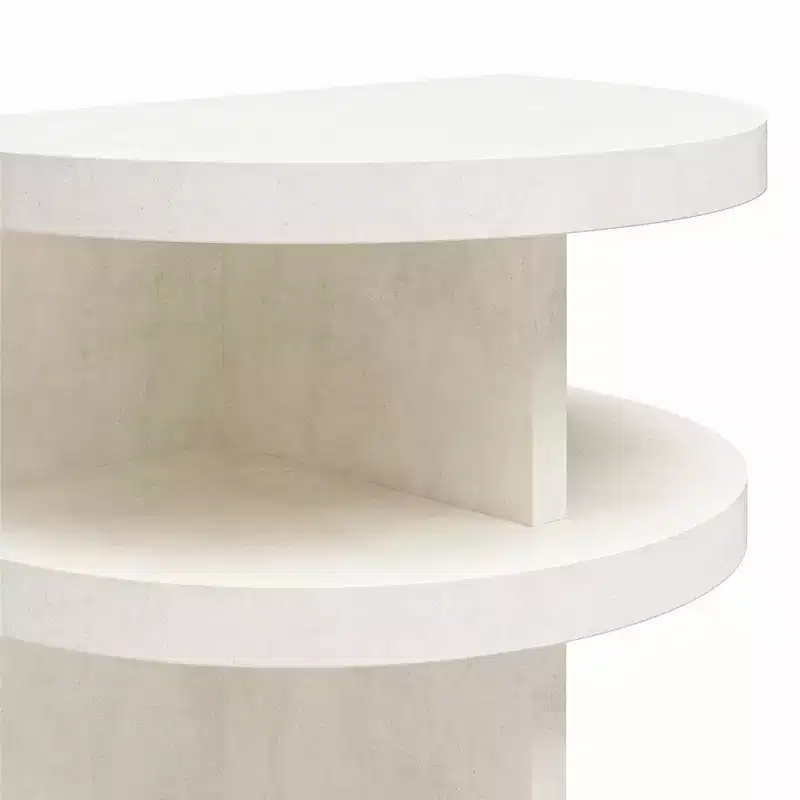 Daytona Modern Semicircle End Tables, Set of 2, Faux Plaster