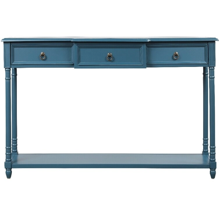 Nestfair Solid Wood Console Table with 3 Drawers and Shelf