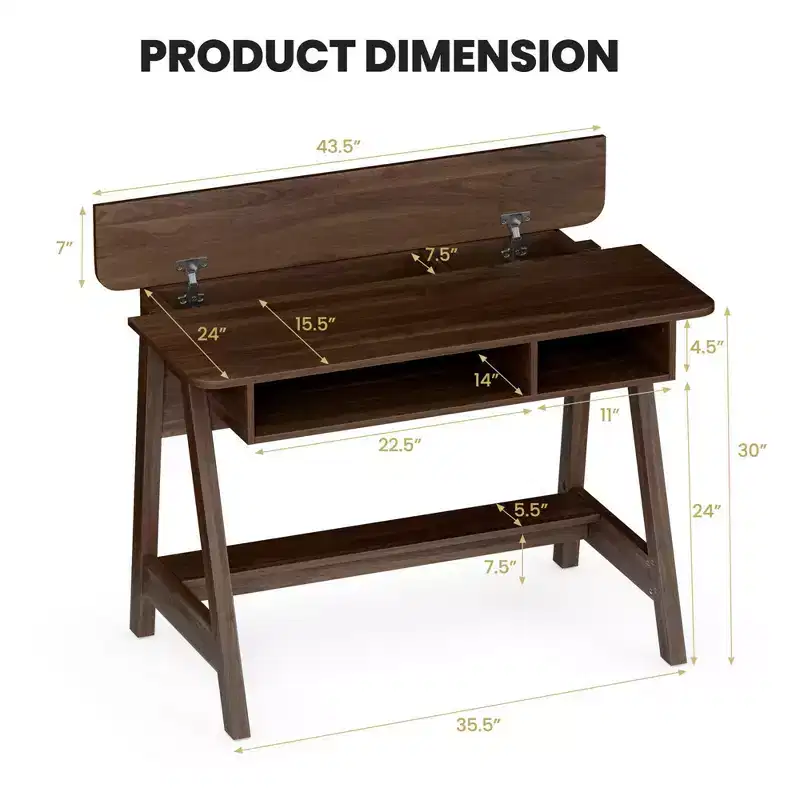 Costway Computer Desk Home Office Writing Workstation w/ Flip Top Compartment