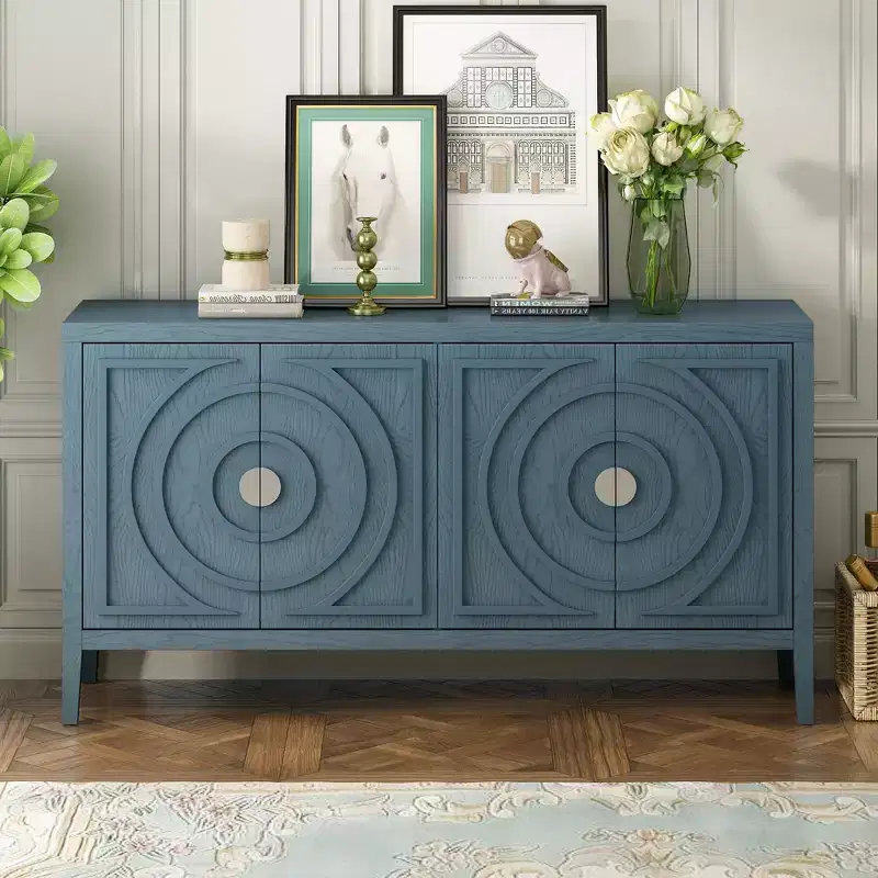 with Circular Groove Design Round Metal Door Handle for Living Room, Entryway, Dining Room