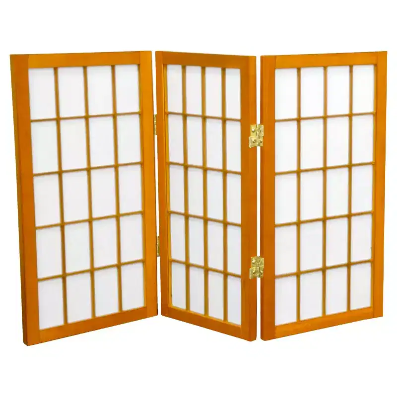Oriental Furniture 2' Tall 3 Panels Desktop Window Pane Shoji Screen