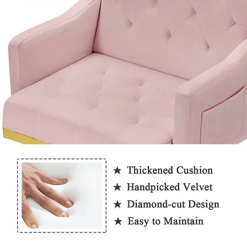 Velvet Accent Chair, Comfy Tufted Upholstered Armchair, Gold Legs - 28.7W