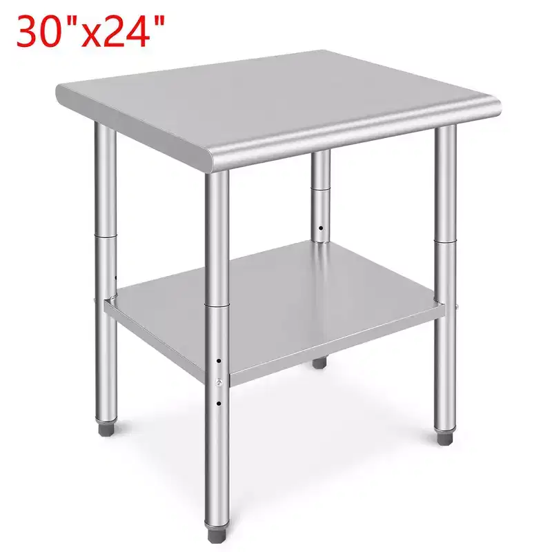 Stainless Steel Kitchen Work Prep Table Commercial Workbench Adjustable Height