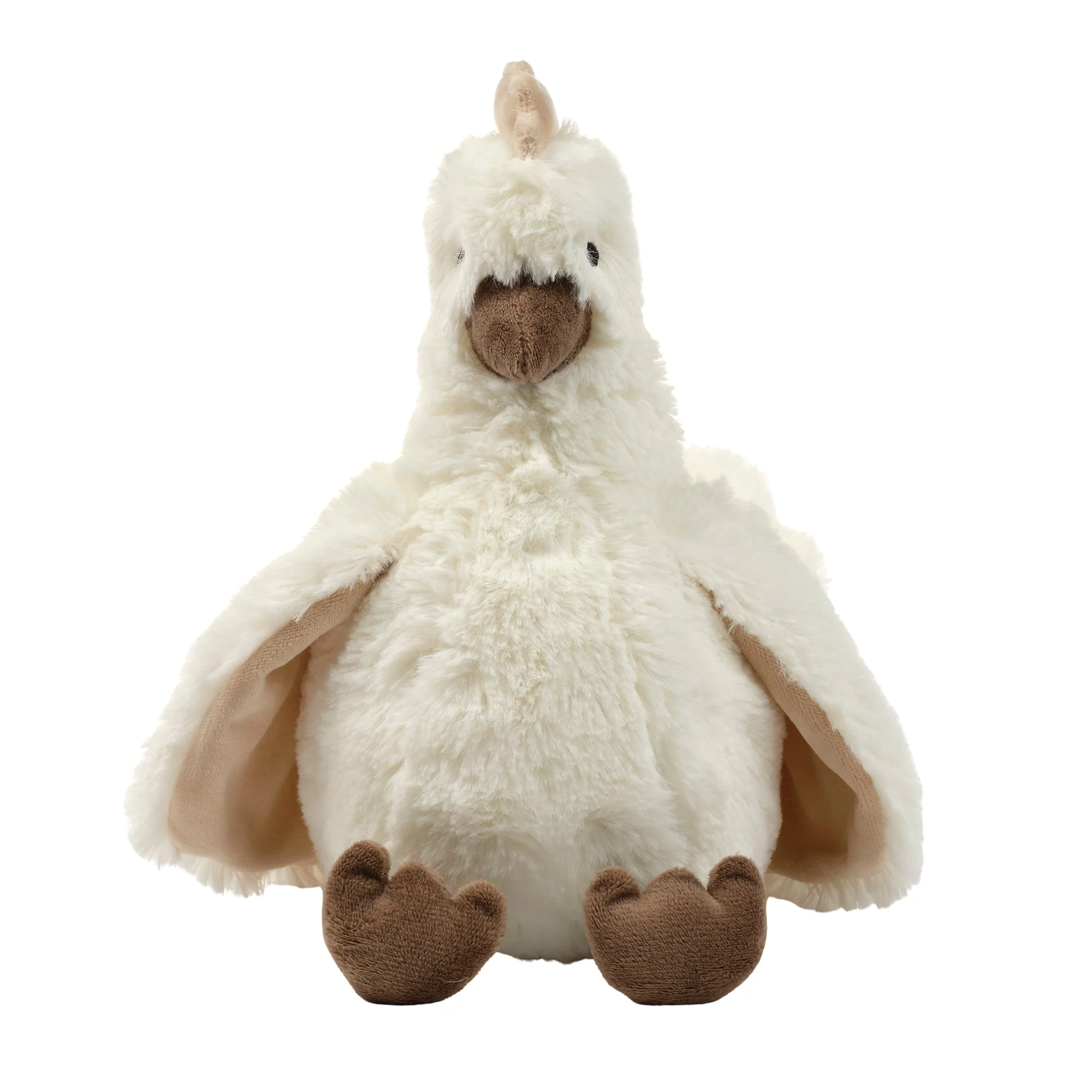 White Faux Fur Chicken Plush