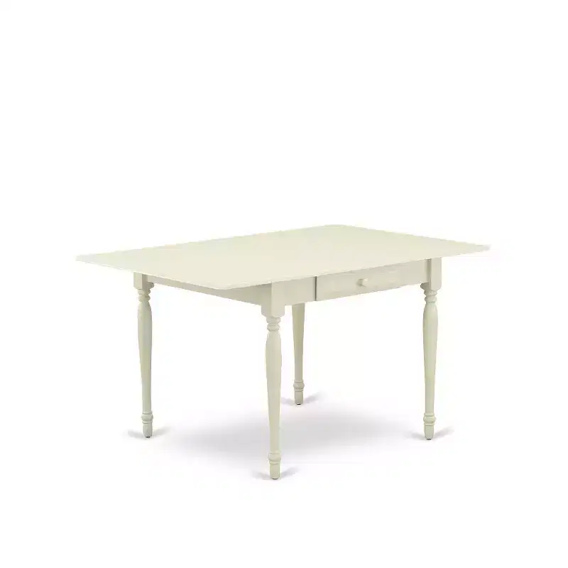 5-Piece Linen White Finish Solid Wood Top - Rectangular Upholstered Dining Room Set - Seats 4