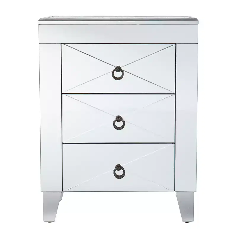Cresheim Mirrored End Table with Drawers - Silver - SEI