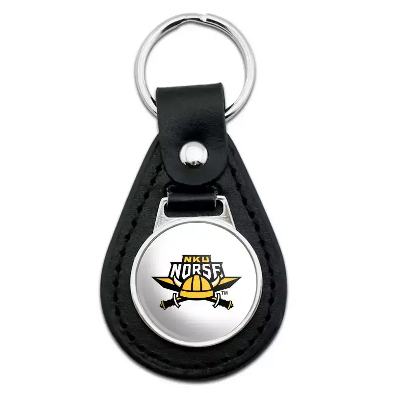 Northern Kentucky Norse Logo Black Leather Keychain