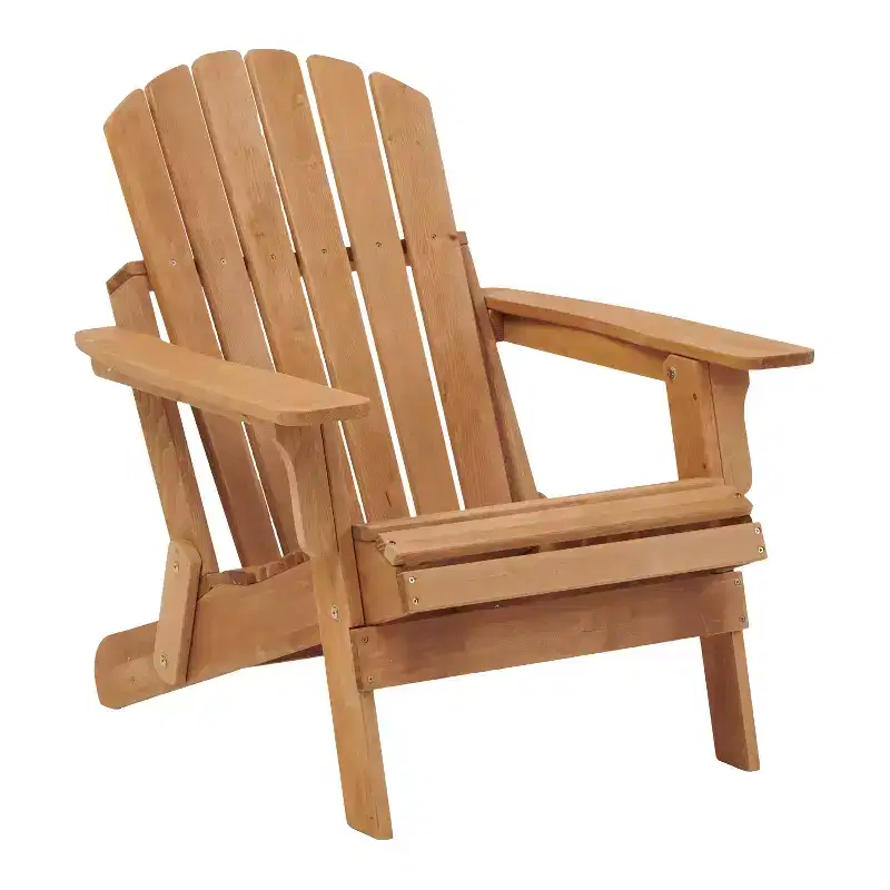 Oversized Wooden Folding Adirondack Chair with Pre-Assembled Backrest and Seatboard, Hemlock Wood, Weight Capacity 330 lbs for Garden or Deck