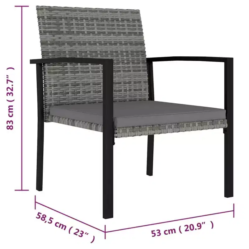 vidaXL Dining Set Poly rattan, powder-coated steel Medium