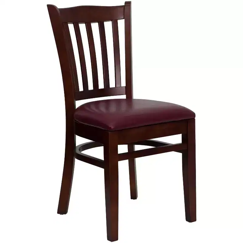 Vertical Slat Back Wooden Restaurant Chair