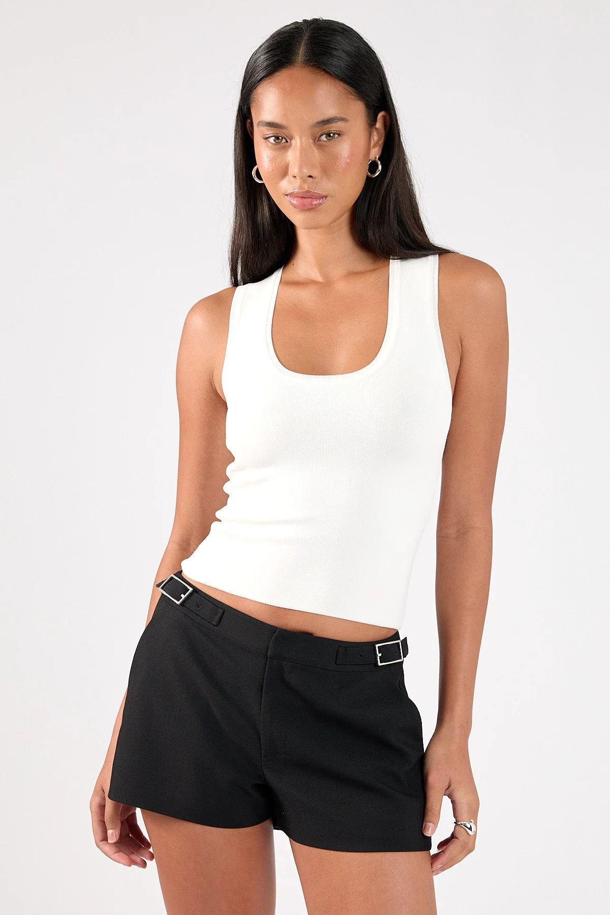 Knit Racer Top White