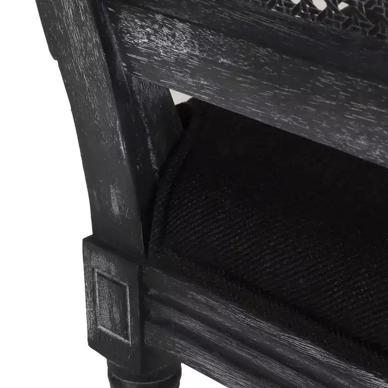 of 4 French Country Wood and Cane Upholstered Dining Chairs