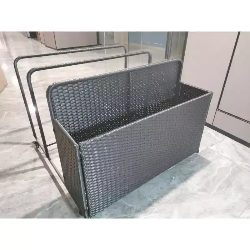 Iron Pipe + Rattan XH101 Rolling Storage Ottoman,