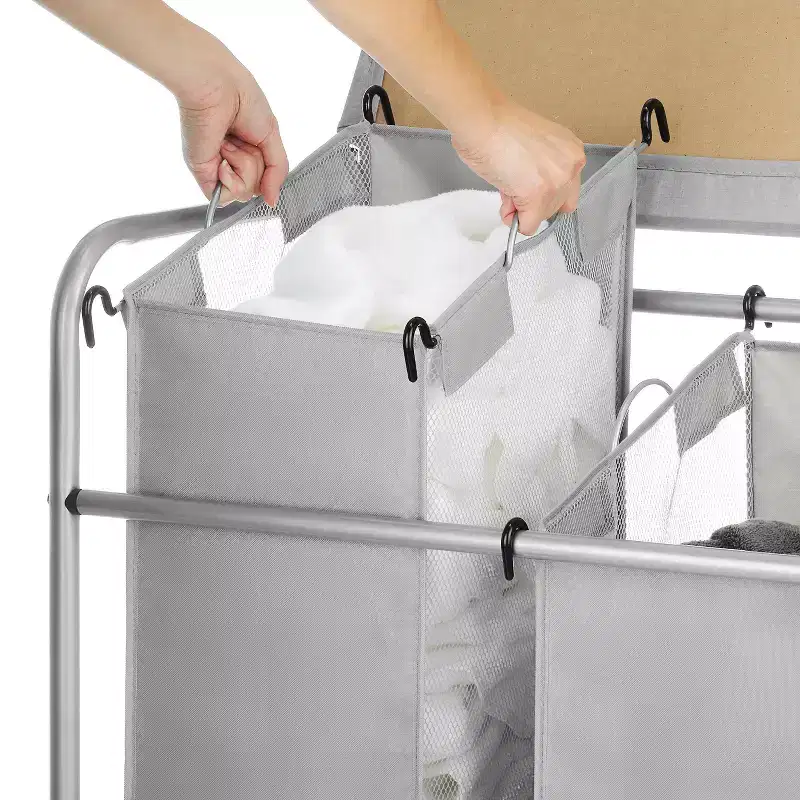 Triple Sorter Ironing and Folding Table Gray: Freestanding Closet Storage & Garment Rack, Polypropylene Frame