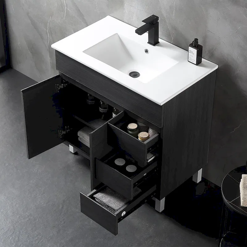 32 inch MDF black bathroom cabinet with sink - 32*32*20.4