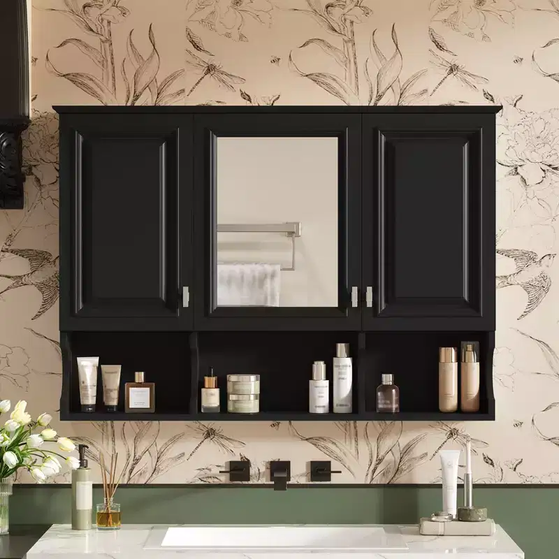 41 Inch Bathroom Wall Cabinet, Wall Mounted Medicine Cabinet with Mirror Doors & Adjustable Shelves, Floating Storage Cabinet for Bathroom