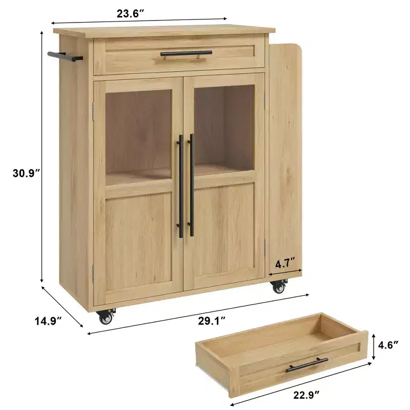 COZONY Mobile Kitchen Island Cart with Wheels, Storage Cabinet with Drawer, Spice Rack & Towel Bar, Rolling Kitchen Cart for Small Spaces