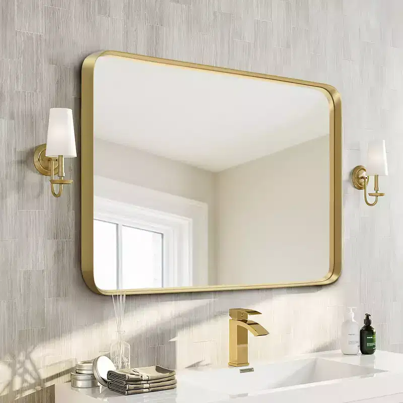 Aluminum Fine Edge Wall Mirror, 34x26 Inch Deep Mirror