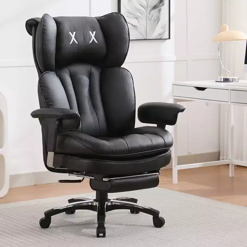 Ergonomic Big & Tall Office Chair – High Back PU Leather Executive Desk Chair with Footrest & Lumbar Support