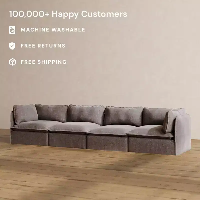 Anabei Modular Washable 4-Seater Sofa | Memorix+ Seat & Contour Pillow