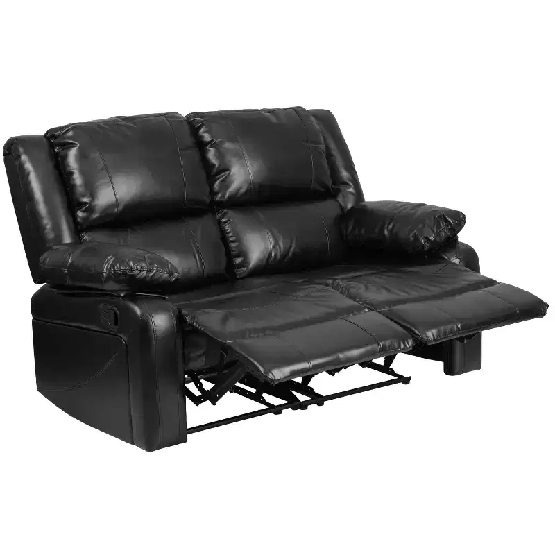 Emma and Oliver Bustle Back Loveseat with Two Built-In Recliners