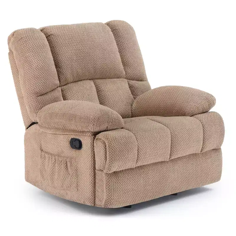 MAYEERTY Sand Oversized Rocking Recliner Sofa for Adults, Chenille, Ergonomic, Perfect for Living Room