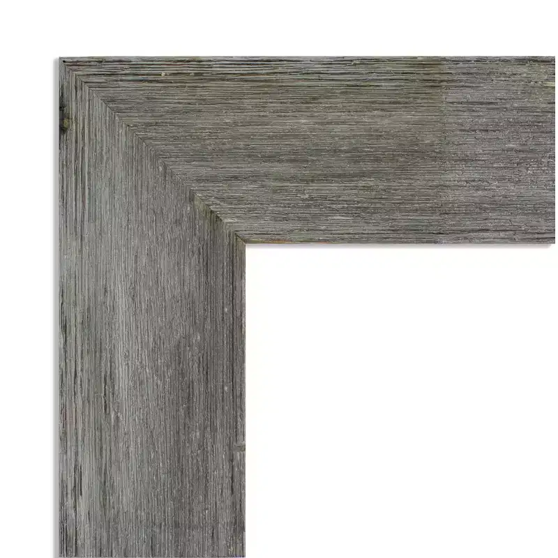 Amanti Art Fencepost Grey Petite Bevel Wood Bathroom Wall Mirror 31 x 25 in.