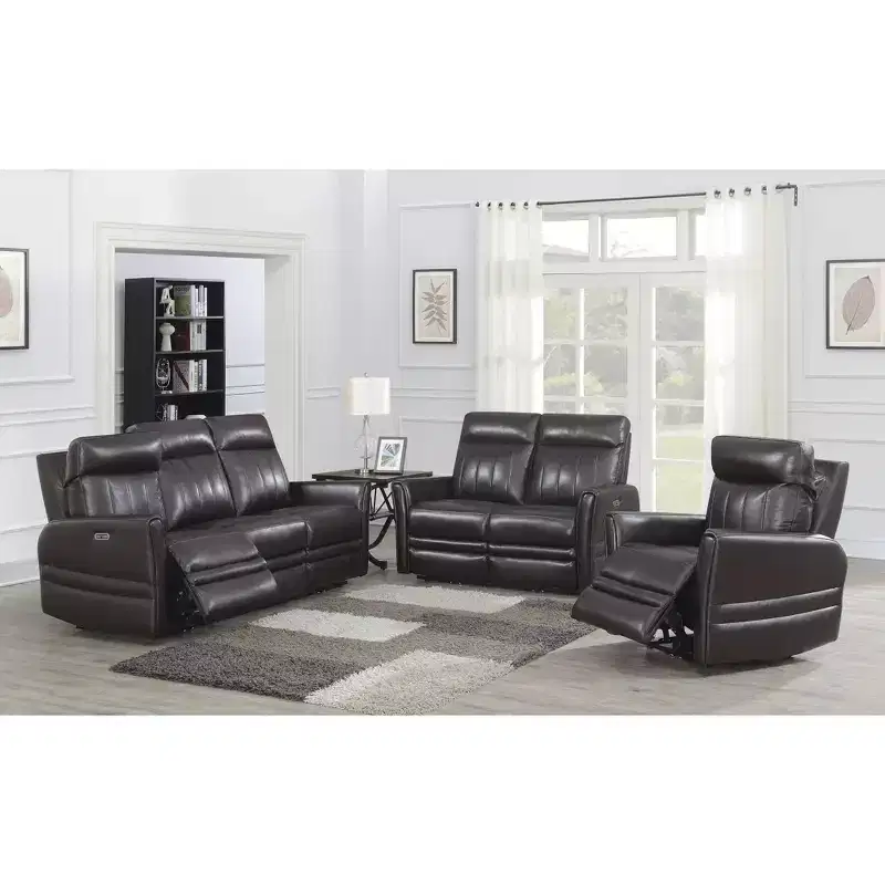 Power Recliner Chair Brown: Contemporary Accent with USB Port, High-Density Foam, Glossy Finish, Upholstered