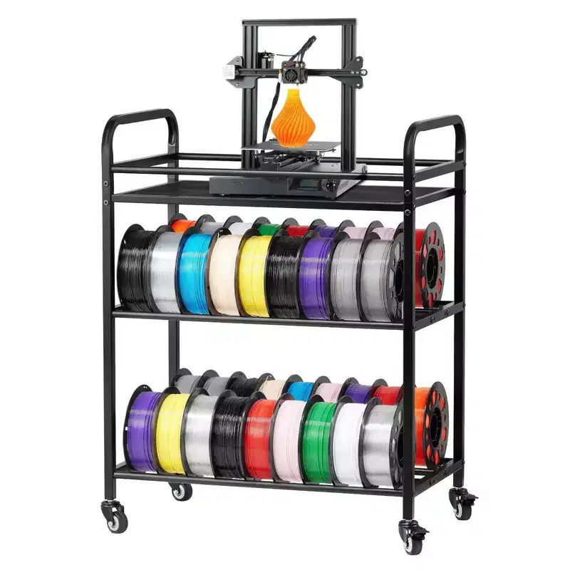 VIYET 3 Tier Heavy Duty 3D Printer Filament Storage Carts, Rolling with Wheels for Office Workshop, Shelf Only