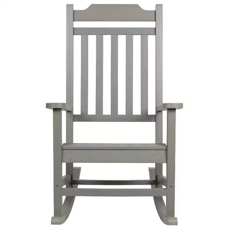 Emma and Oliver All-Weather Rocking Chair in Faux Wood - Patio and Backyard Furniture
