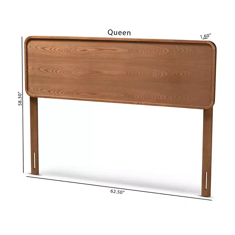 Walnut Finished Wood Headboard - Mid-Century Modern
