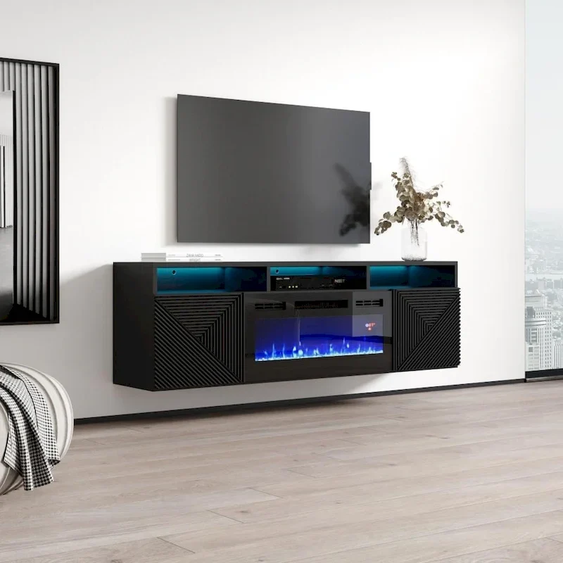 Giza EF Wall Mounted Electric Fireplace Modern 63 TV Stand