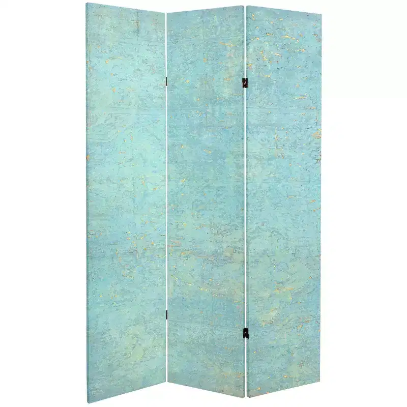 6" Double Sided Voice of the Sky Canvas Room Divider Blue - Oriental Furniture: Spruce Wood Frame, No Assembly Required