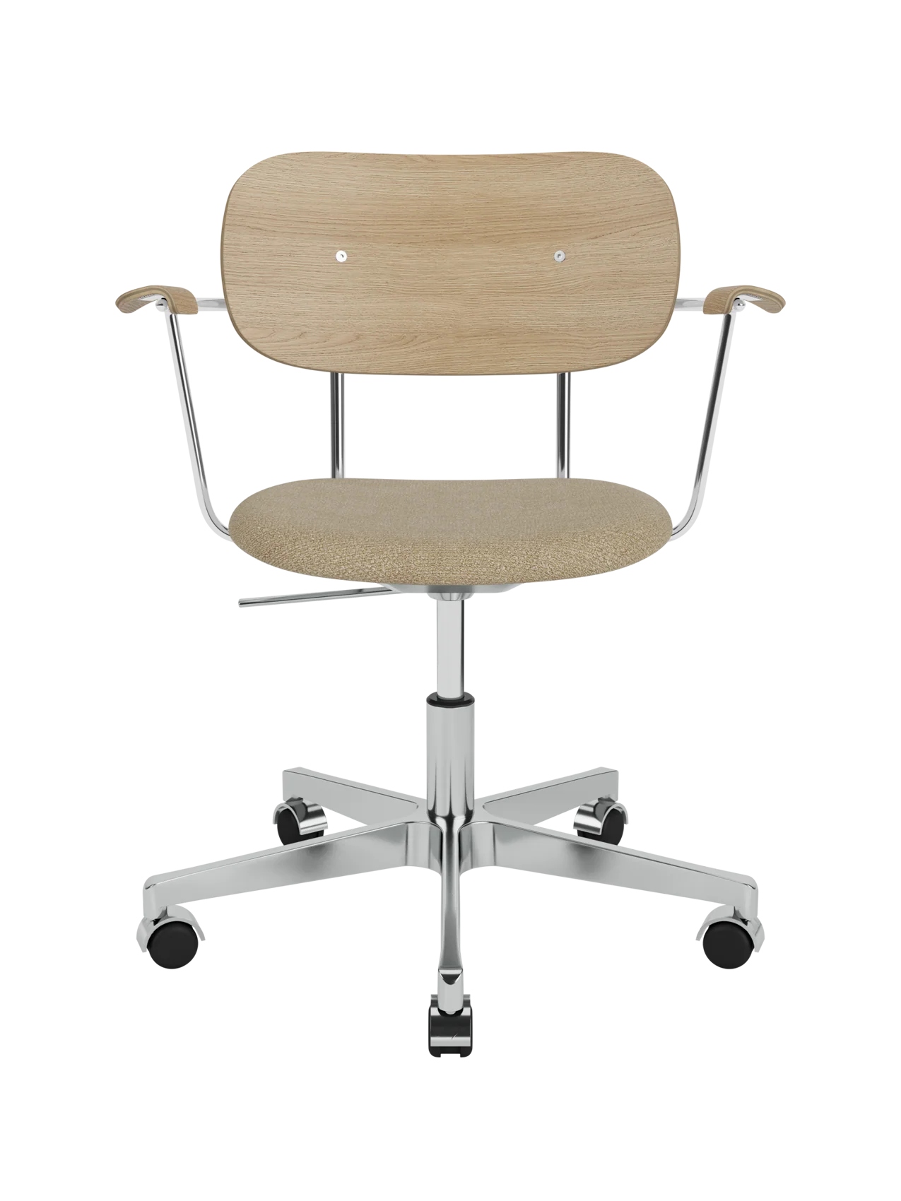 Task Chair, Upholstered Seat with Armrests ¨C Polished Aluminium Base