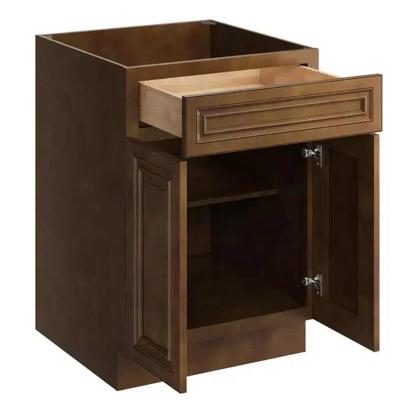 CASAINC 24 in. W x 34.5 in. H x 24 in. D Base Kitchen Cabinet with Drawer and Double Doors  Plywood Frame, Full Overlay, Soft-Close, RTA