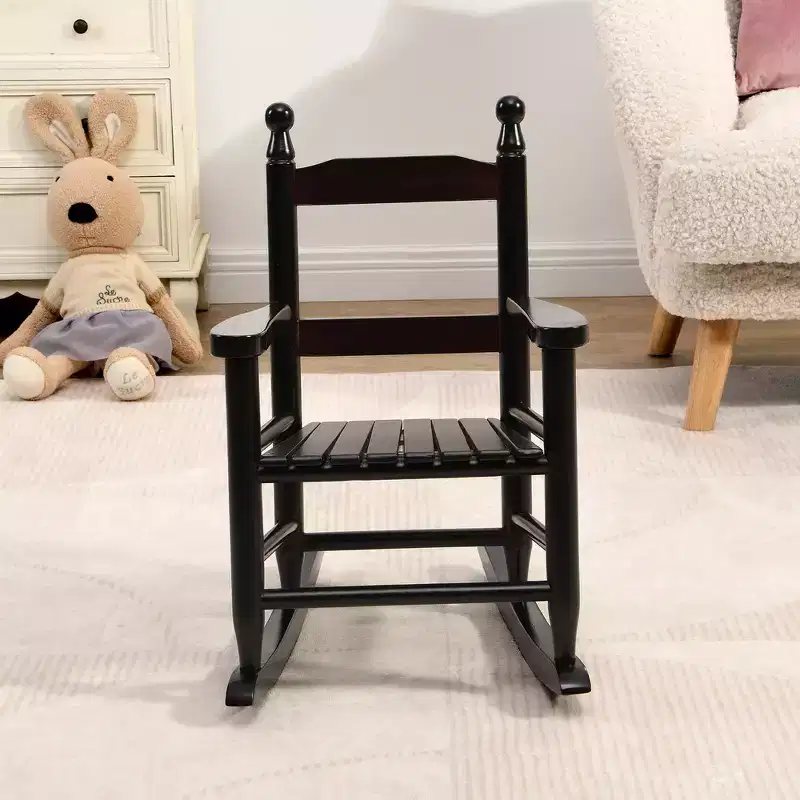 Whisen Kids Rocking Chair, Sturdy Hardwood Design with Slatted Back, Safe & Comfortable, Easy to Assemble