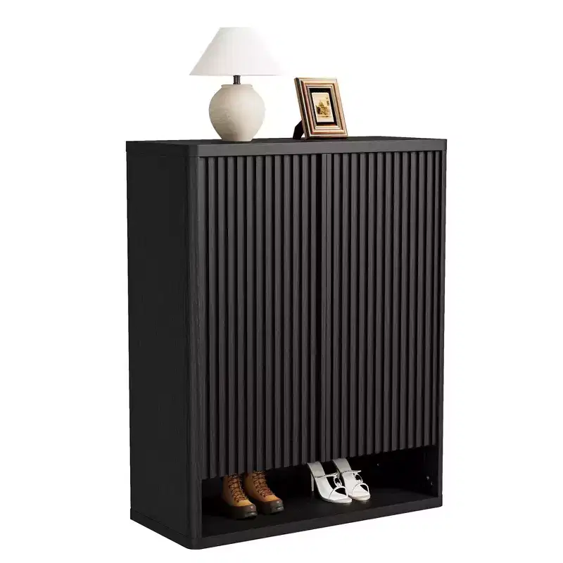 31.5Inch Shoe Cabinet, Large Shoe Storage Cabinet with Adjustable Shelves, Wooden Shoe Organizer with Fluted Door Holds 2530 Pairs for Entryway